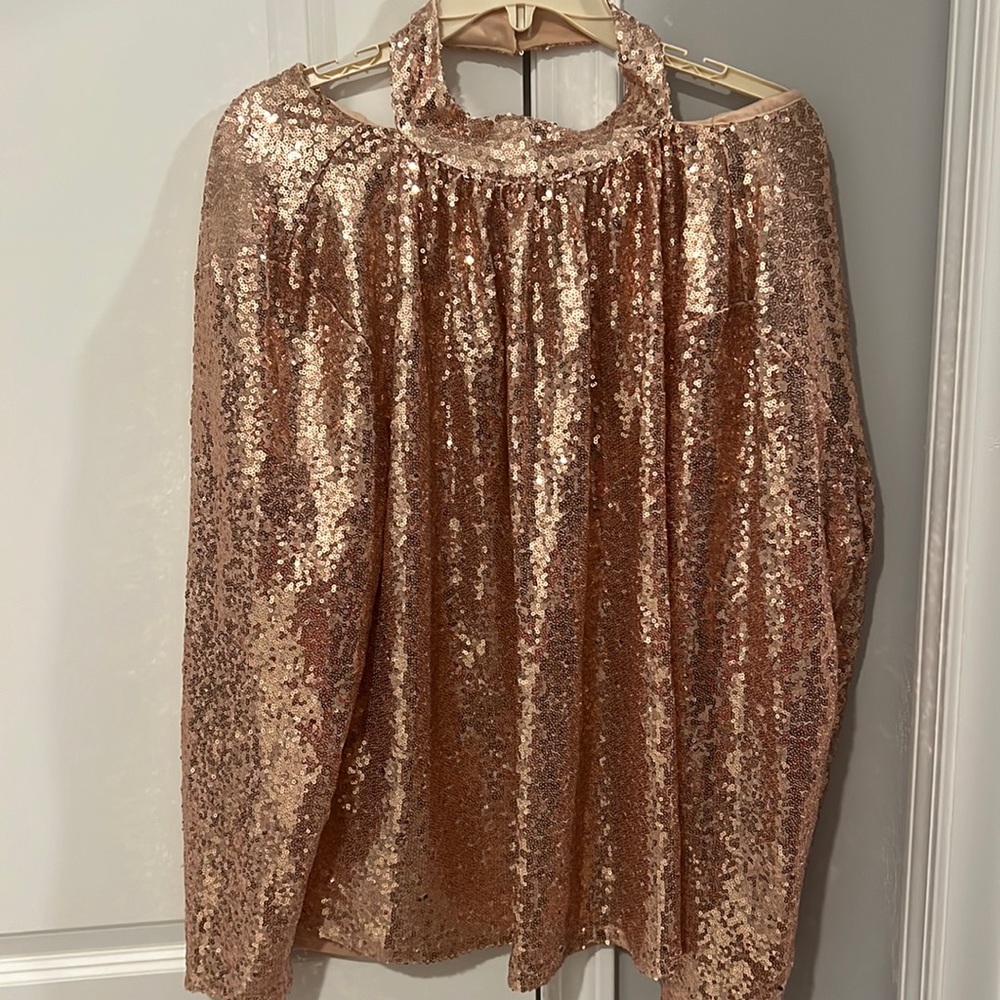 NWT ELOQUII Elements Rose Gold Sequin Top Size 16